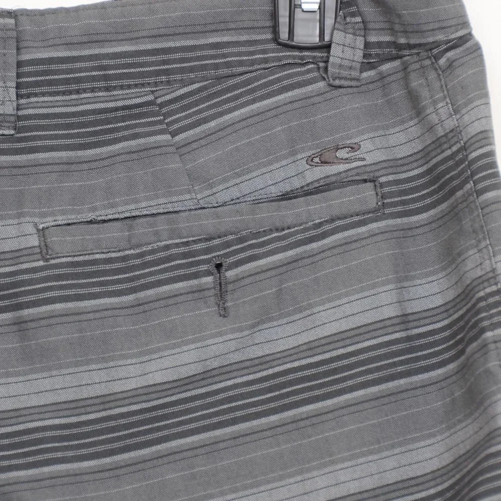 O'Neill Men's Dark Grey Stripe Board Shorts Pockets Size 32